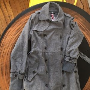 NWT Murd Ist Ihr Hobby Grey Wool Blend Trench